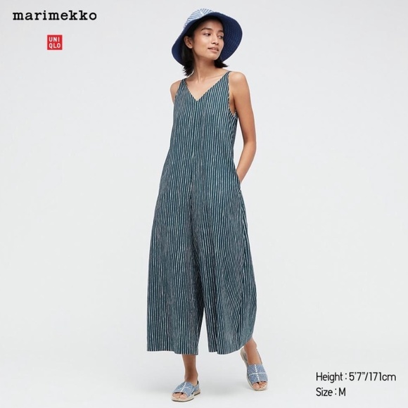 Uniqlo Marimekko Striped Green Jumpsuit - Picture 1 of 4